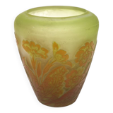Etablissements gallé multi-layered glass vase with floral decoration, signed