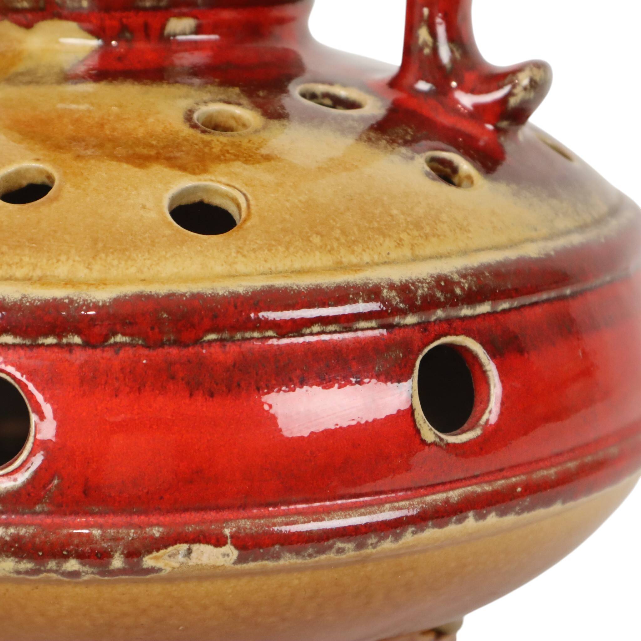 Large Red and Yellow Ceramic Lamp Base, Kil, Scandinavia, 51 cm