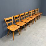 Set of eight german stick chairs from the 1950