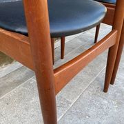 Set of 4 Scandinavian chairs by Johannes Andersen, Vamo Sonderborg, teak and imitation leather, 1960