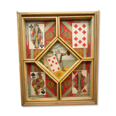 Ancient wooden yellow dwarf game, bone tokens