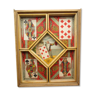 Ancient wooden yellow dwarf game, bone tokens