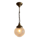 Suspension Luminaire Globe Frosted Glass Engraved Brass Art Deco Vintage