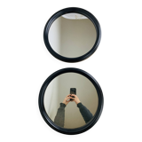Pair of round mirrors with black rim 40 cm, vintage