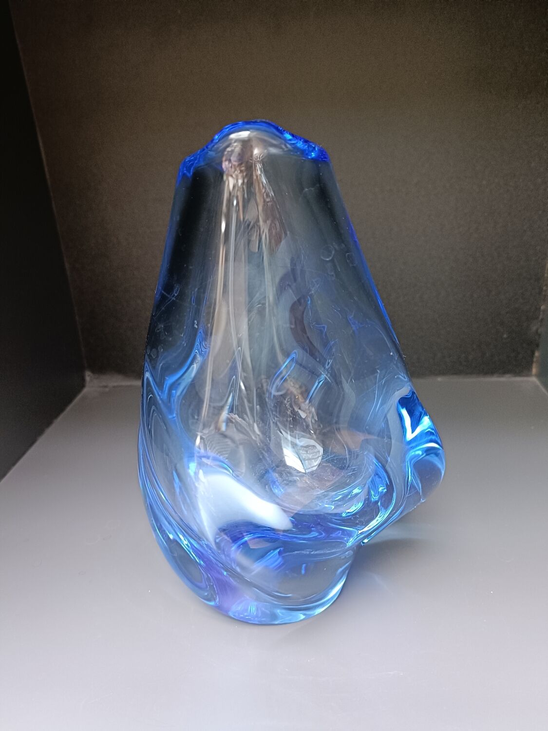 Blue crystal vase