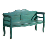 Old bench painted green in pine wood – Central Europe, around 1910