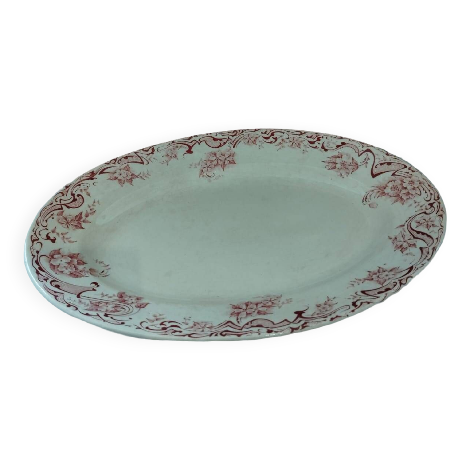 Plat ovale terre de fer rose S.F.G.B.N.G.R modèle Neuilly