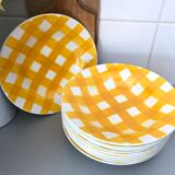 Assiettes creuses sarreguemines carreaux jaunes