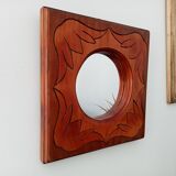 Vintage mirror in carved solid wood, 35 cm