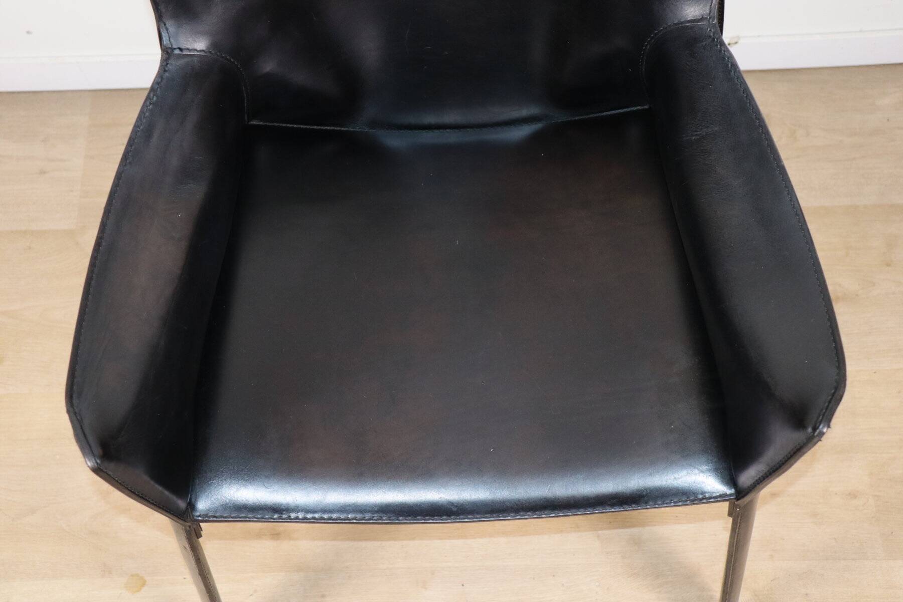Fauteuil vintage en cuir noir - Années 80