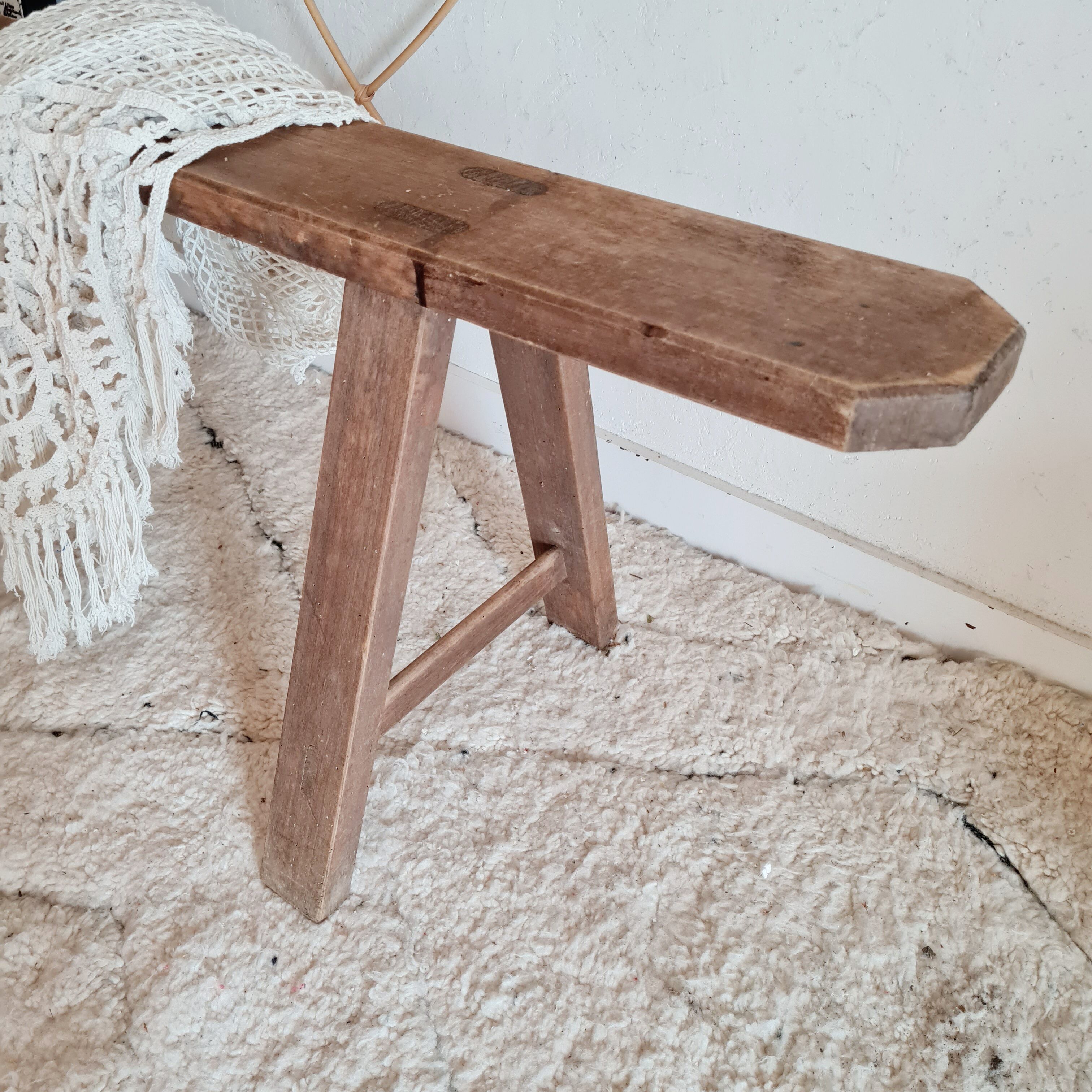 Old wooden farmhouse bench