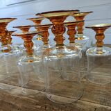 8 amber foot glasses