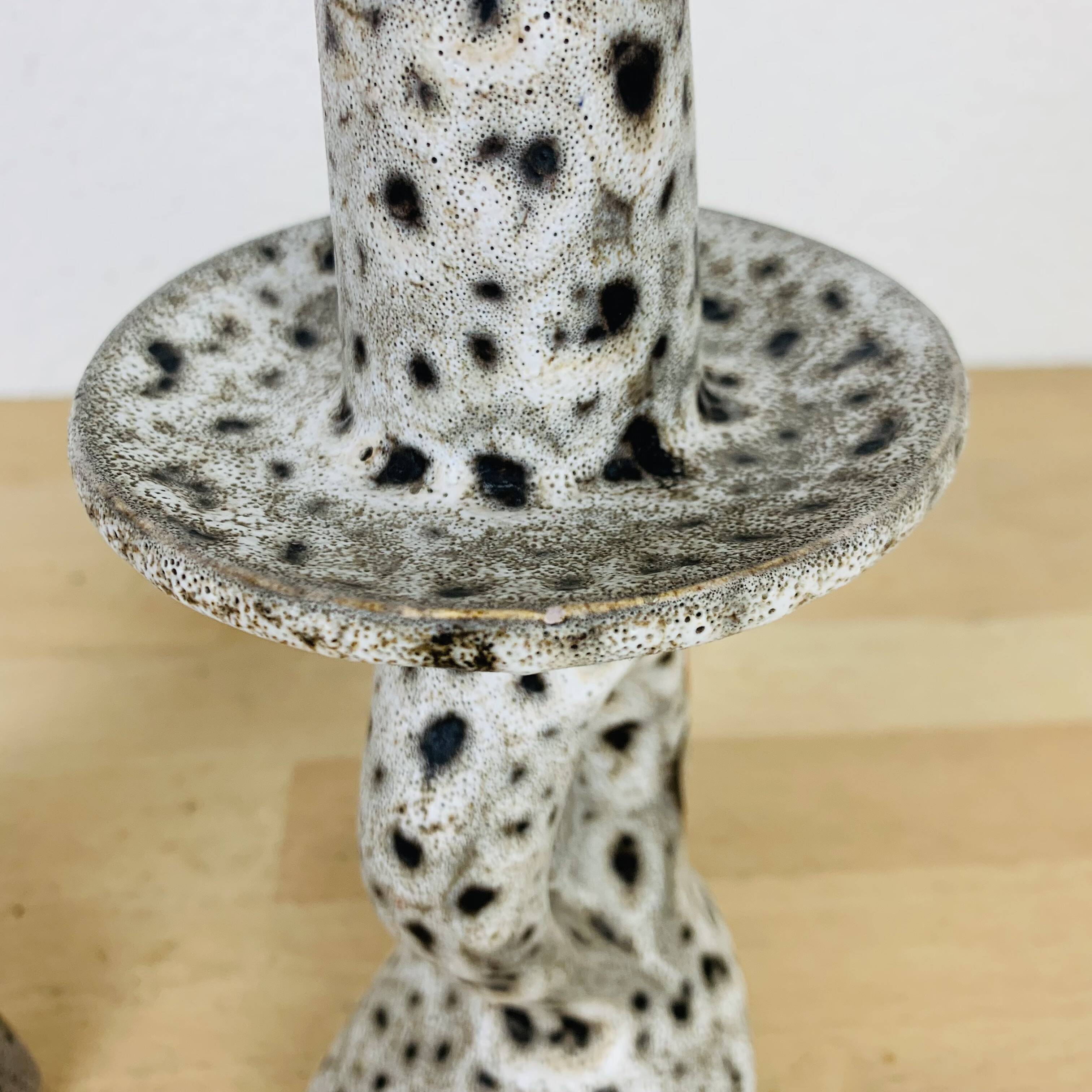 Pair of ceramic candlesticks by Marius Bessone in Vallauris