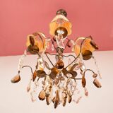 Lustre suédois 5 bras en laiton patiné moitié 20ème