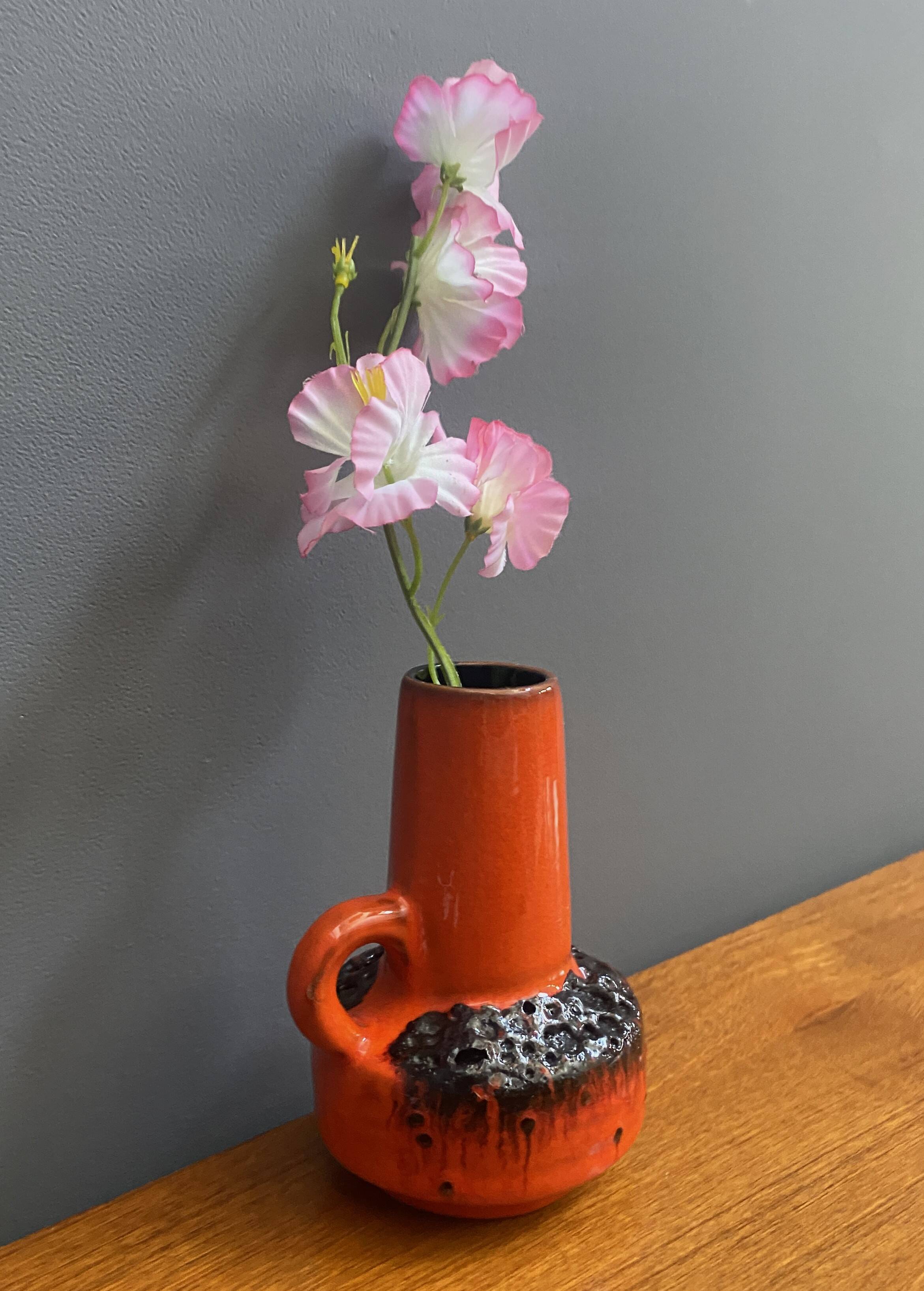 Orange Fat Lava vase by C.J Kreutz model 219 1960s West Germany Pottery