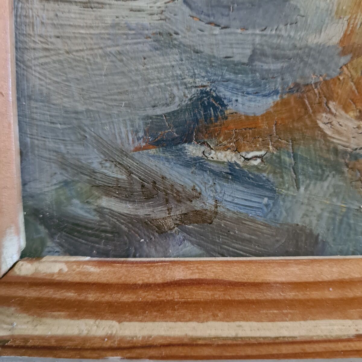 Old Painting Fisherman In Boat. 1st half 20th century