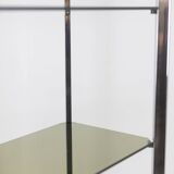 Pair of 6-shelf shelves with chrome-plated metal frames. 1970s.