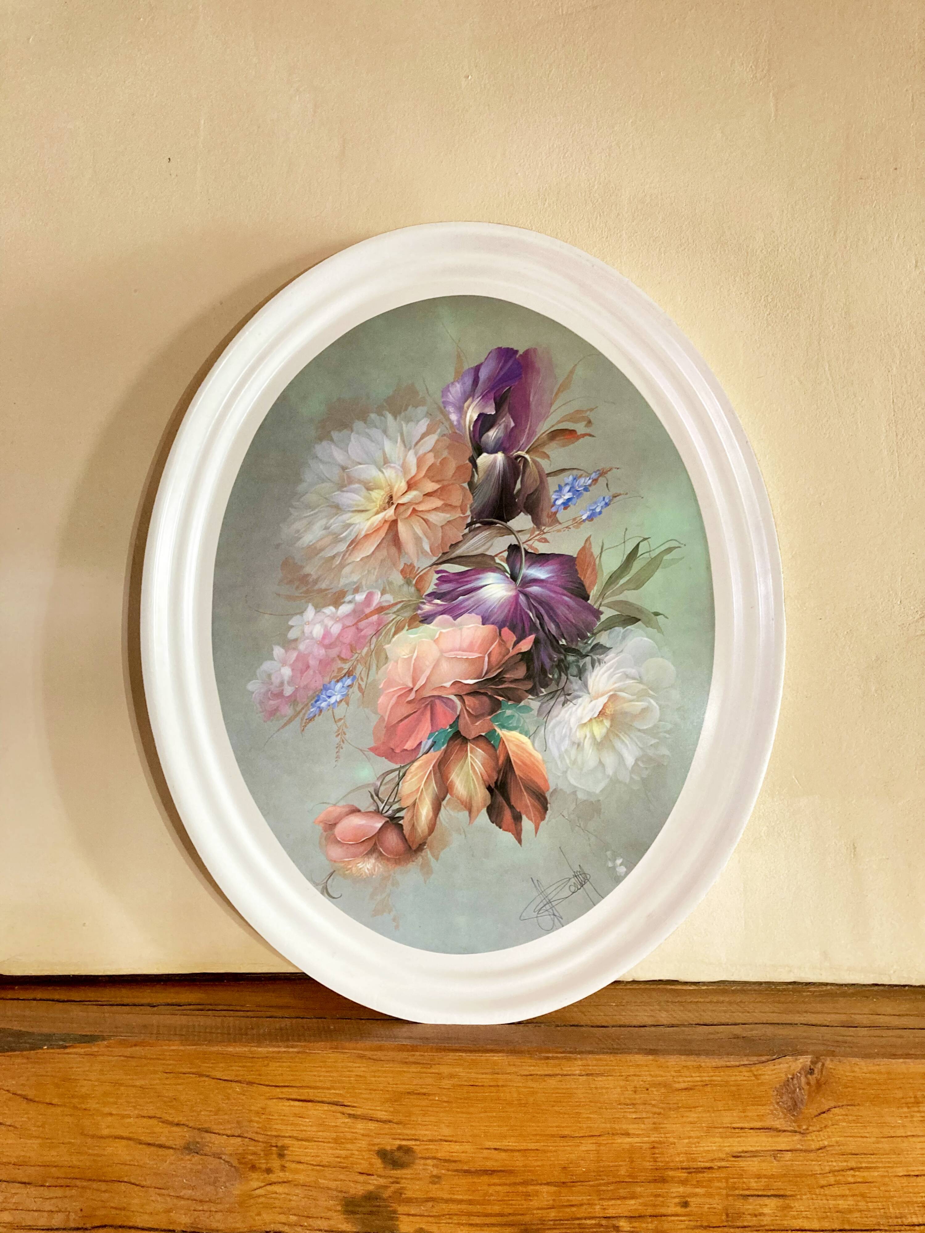 Large oval serving tray with floral patterns Melform