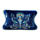 Petit vide-poche rectangulaire faïence de Gien Renaissance fond bleu