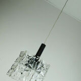 vintage PENDANT LIGHT crystal glass and chrome 14 glass prisms 1960s