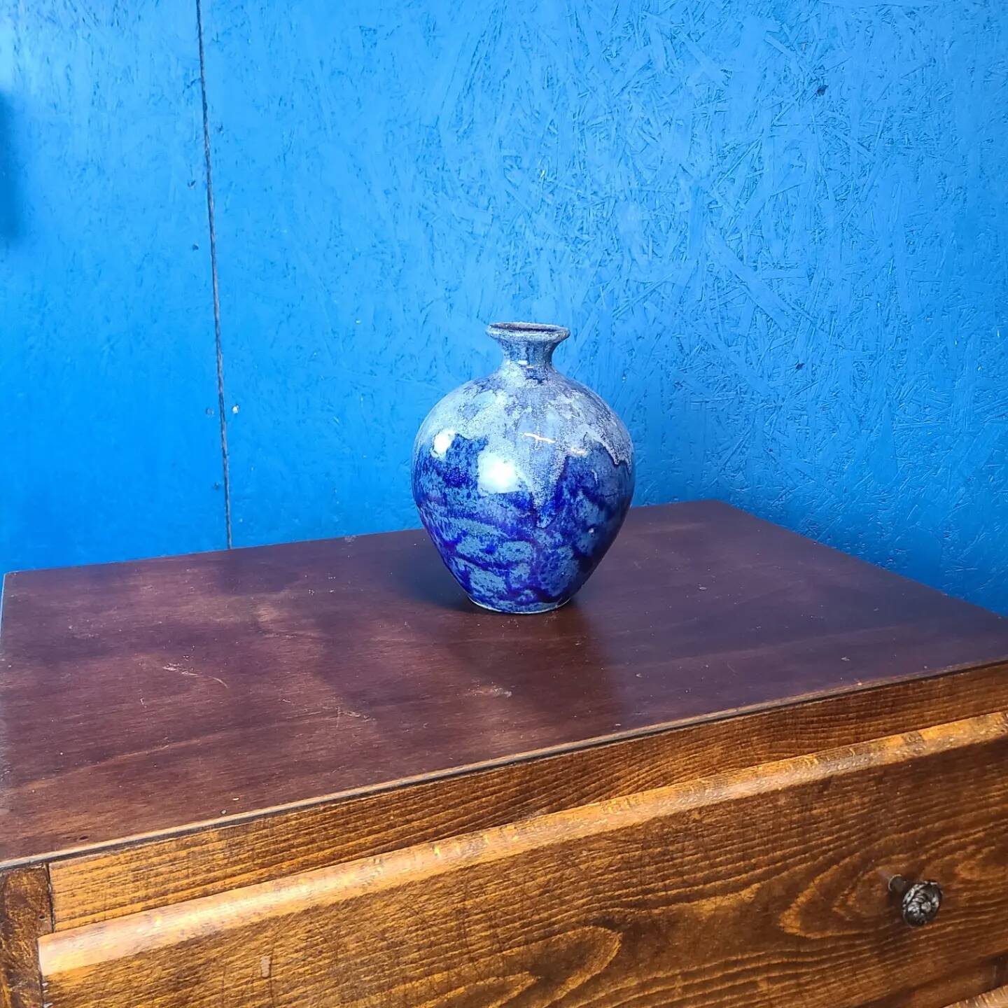 Blue stoneware flame vase circa 1960