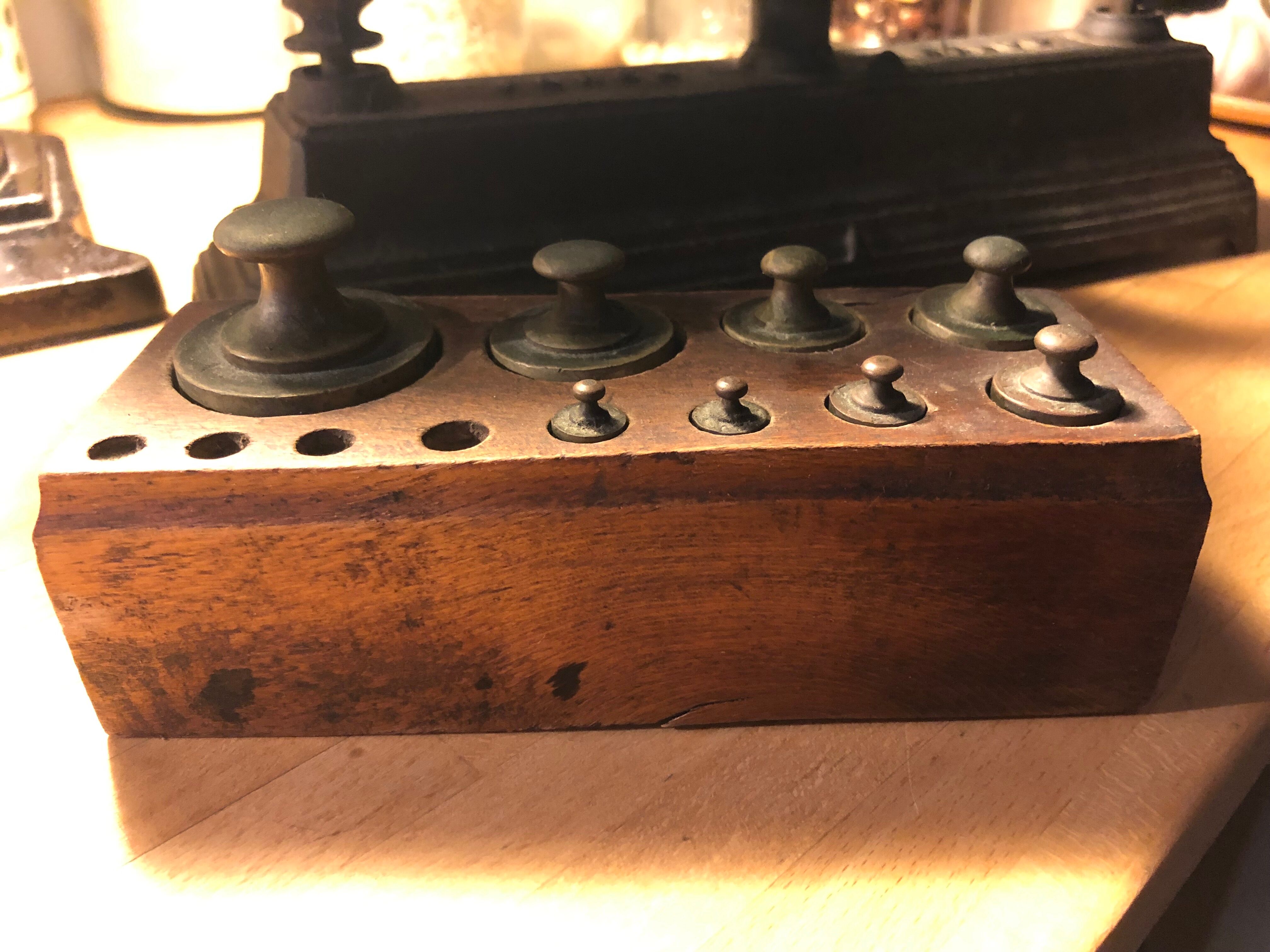 Old cast iron scale with weight