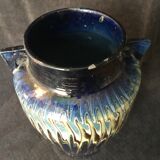 Ceramic vase glazed with two triangular handles