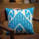 Vintage Uzbek Pillow, Boho Moroccan Decor, Handmade Silk Square Cushion