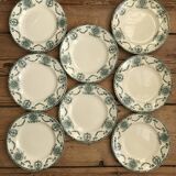 Series of 8 old flat plates Terre de Fer