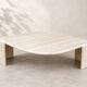 Grande table basse vintage en travertin – plateau sculptural –