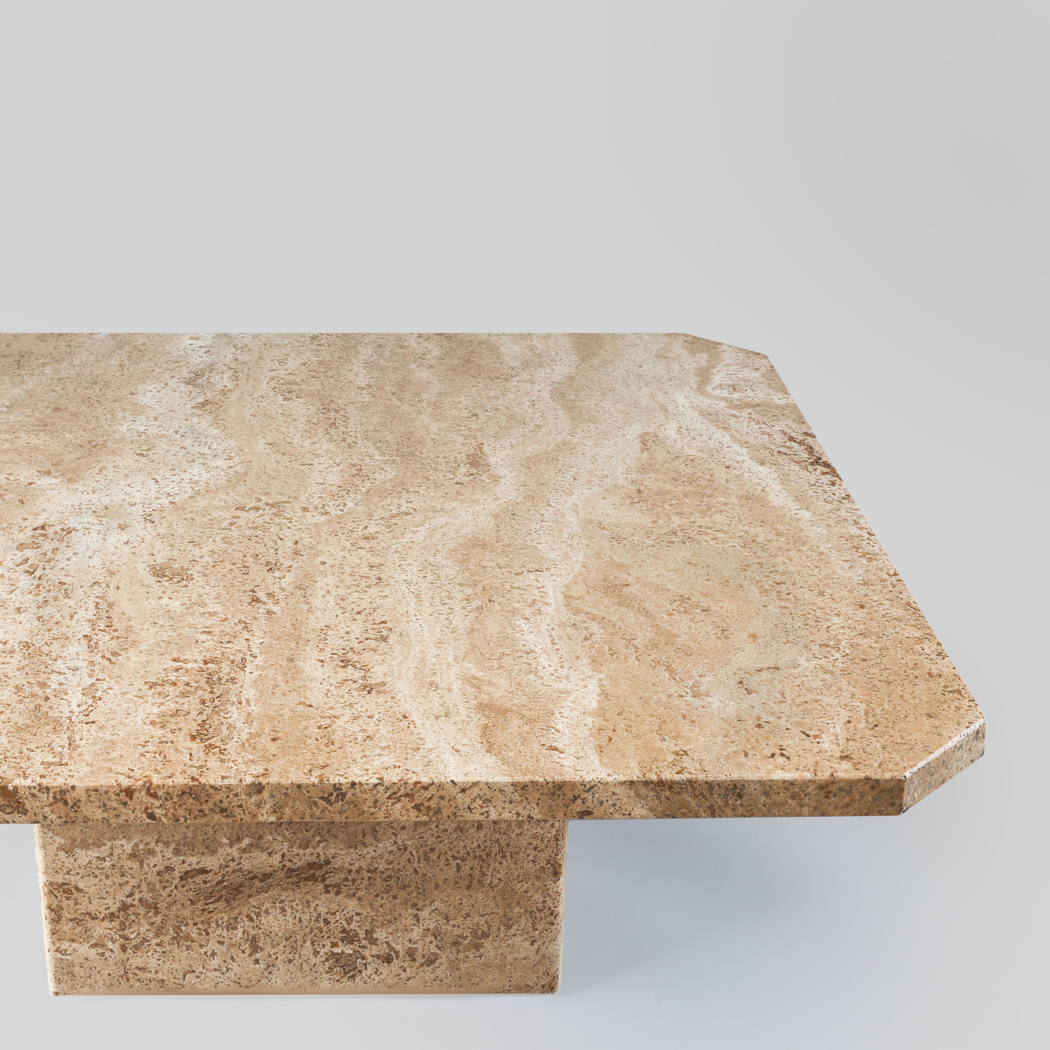Mid Century brown travertine coffee table