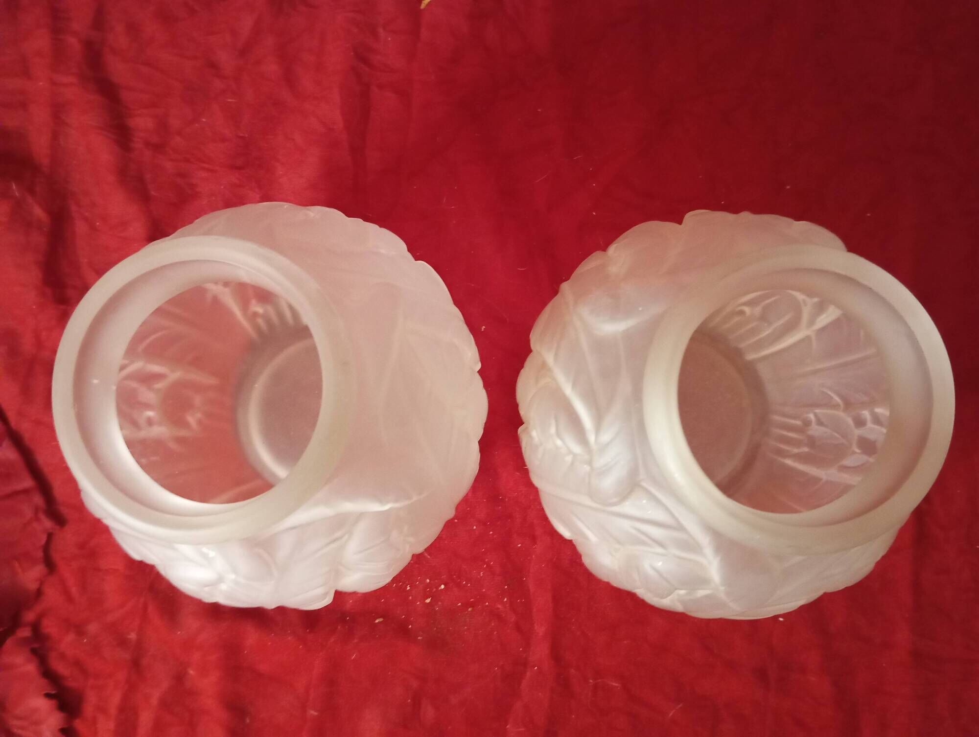 Pair of art deco pressed glass vases "joma montreuil"