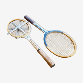 Pair of old tennis racket