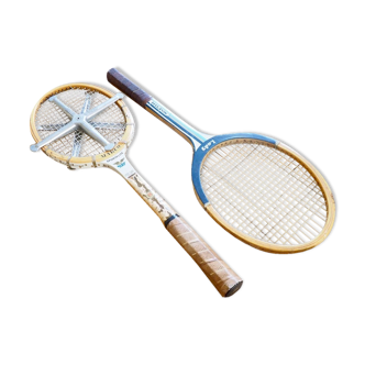 Pair of old tennis racket