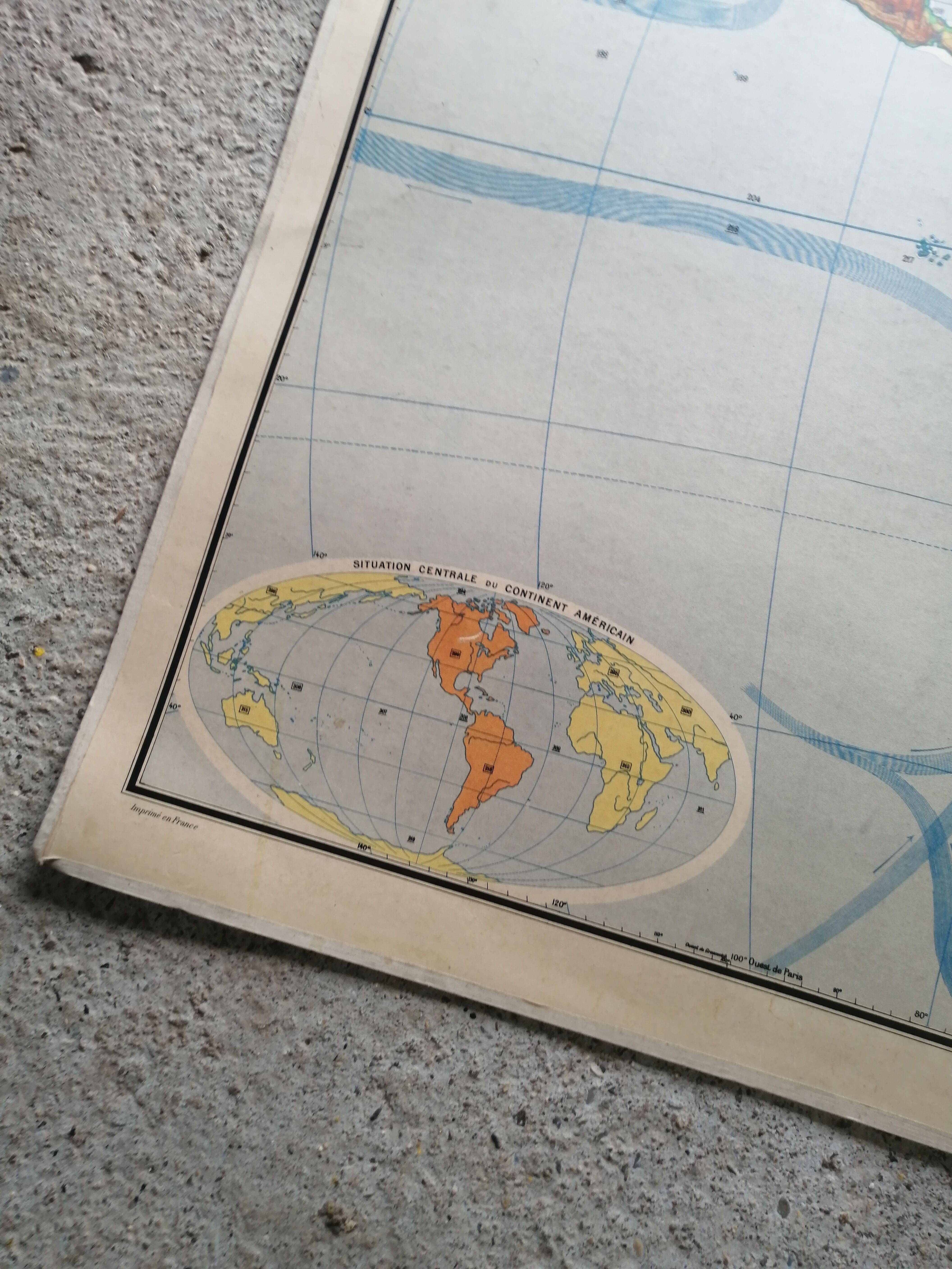 Vintage school map Lablache American Continent - USA