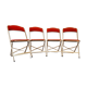 4 golden foldable chairs in scarlet velvet