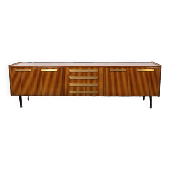 Buffet vintage années 50 en bois et laiton design italien