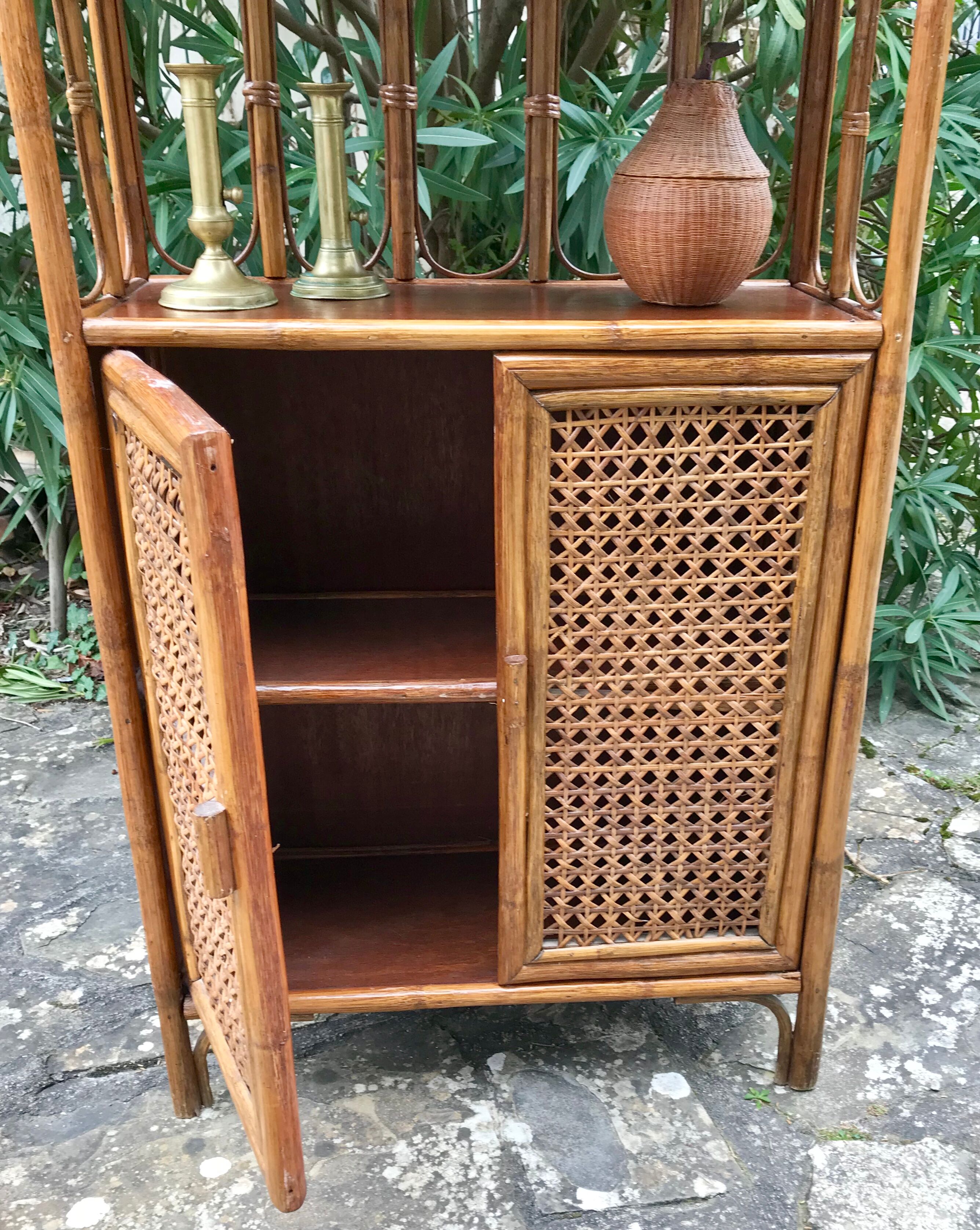 Vintage rattan bookcase