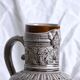 Large 19th century (1840) barbotine carafe / vase with prow head