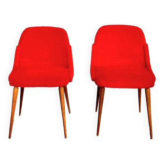 Fauteuils pieds compas et moumoute 60s