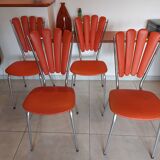4 orange petal chairs, vintage