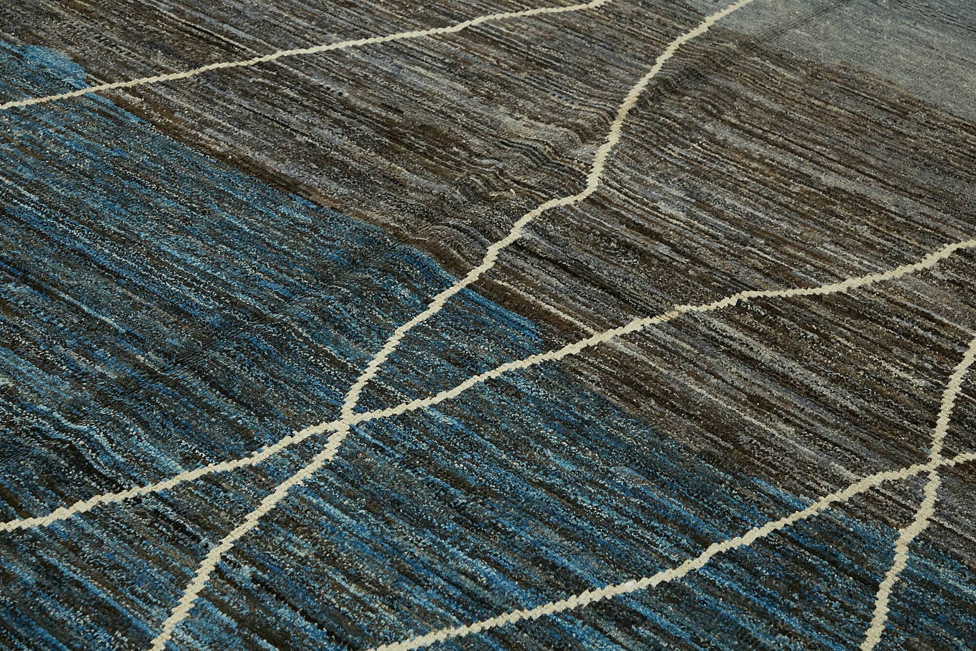 Hand-Knotted Turkish Contemporary 280 cm x 372 cm Blue Wool Carpet