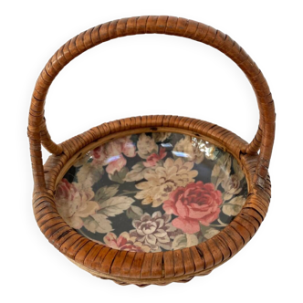 Panier vide-poches en rotin des années 50/60