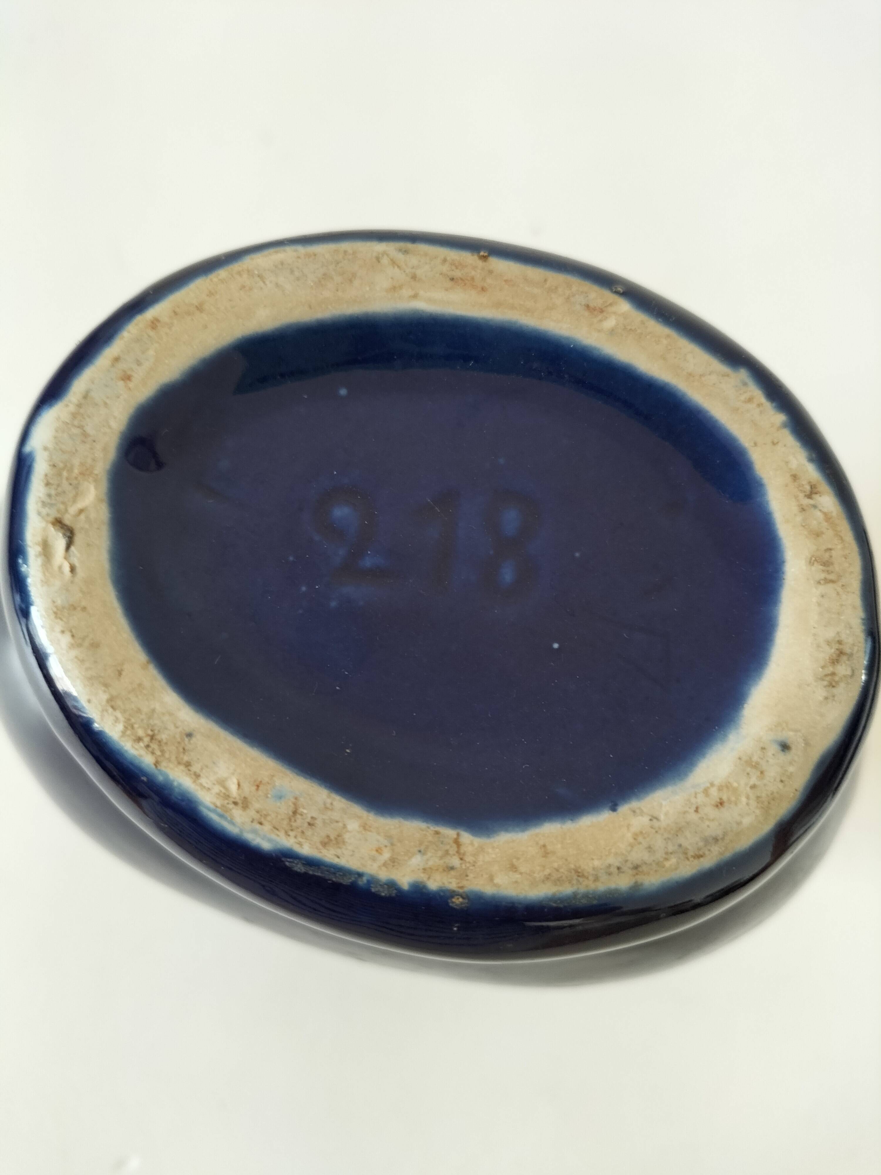 Blue and beige glazed stoneware jug, model 218