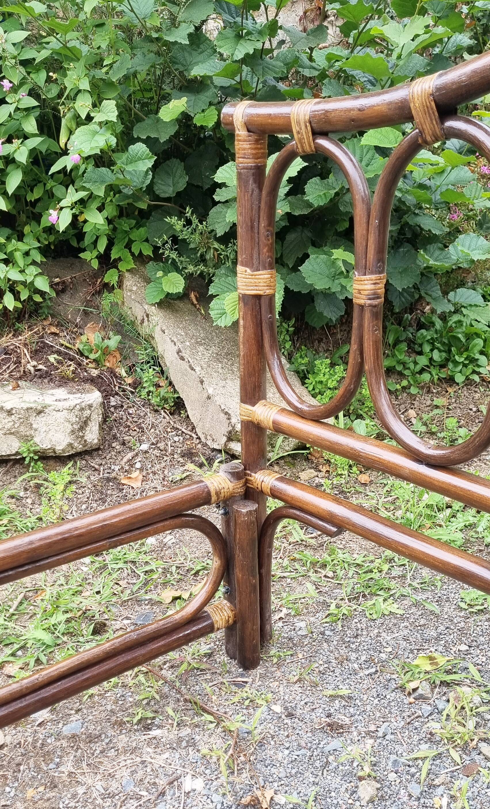 Double bed bamboo and rattan, vintage, 60s