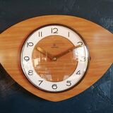 Vintage formica clock silent wall clock "Junghans mahogany"