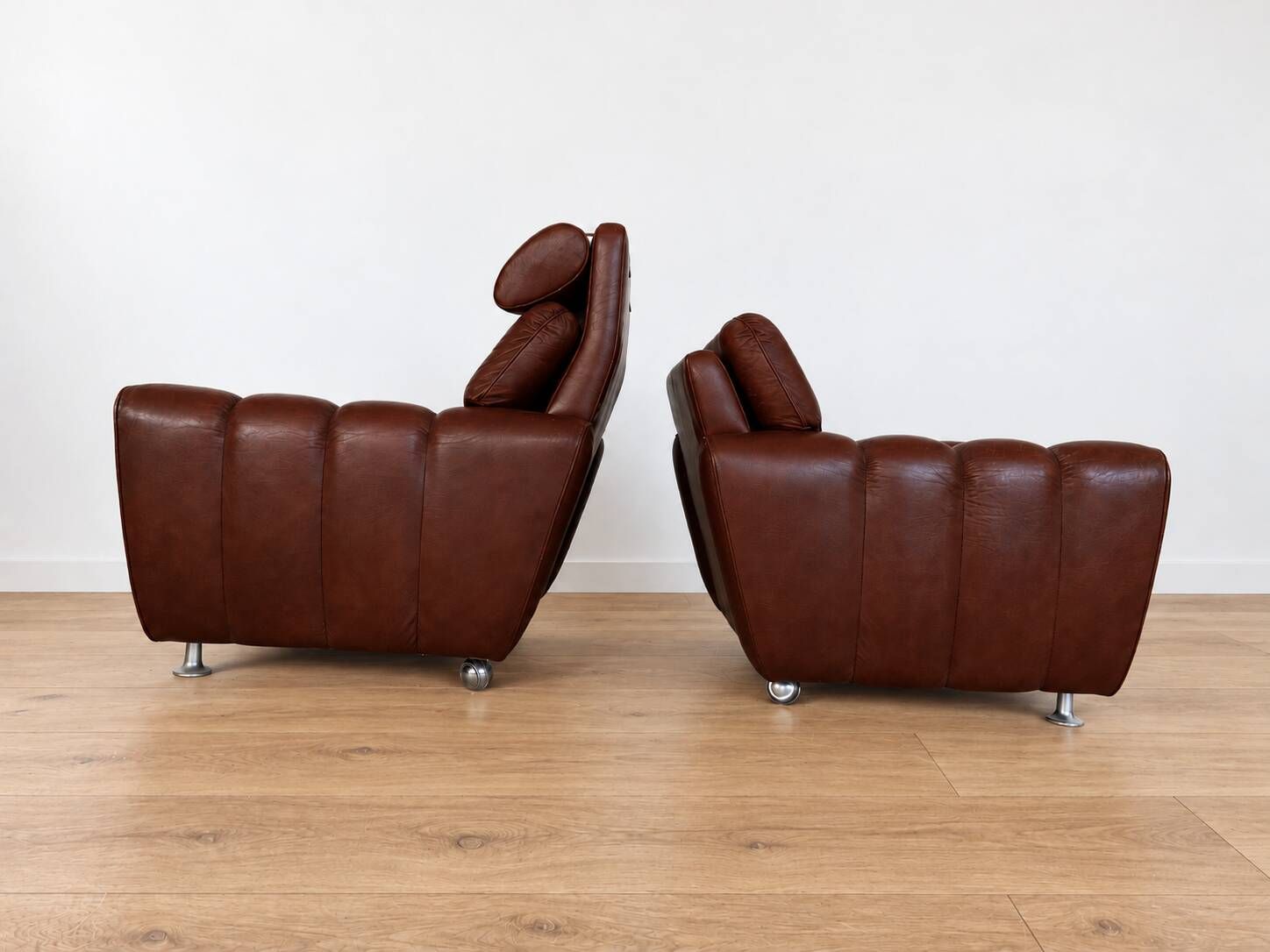 Vintage Danish mid-century lounge chairs by Svend Skipper in burgundy leather