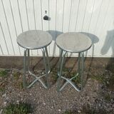 Pair of stools Habitat in cast aluminum 1980 vintage