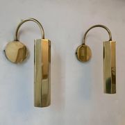 Pair of vintage adjustable wall lights, solid brass, France 1970