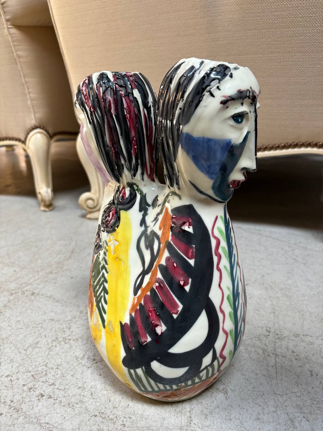 Double ceramic Face Vase